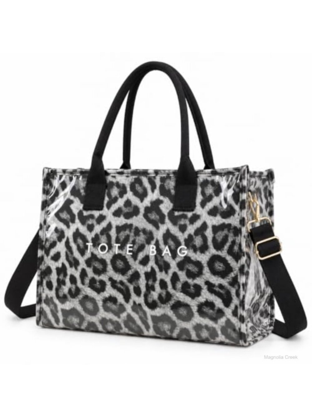 PVC Letter Print Tote Bag Satchel Shoulder Crossbody Work Purse